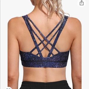 Galaxy Print Criss Cross Sports Bra